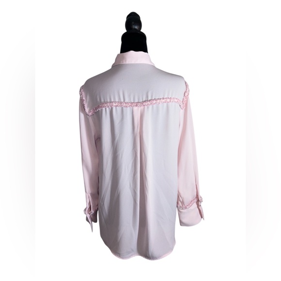 Zara Pastel Pink Contrast Textured Shirt with Button Details Size Small - Picture 7 of 12